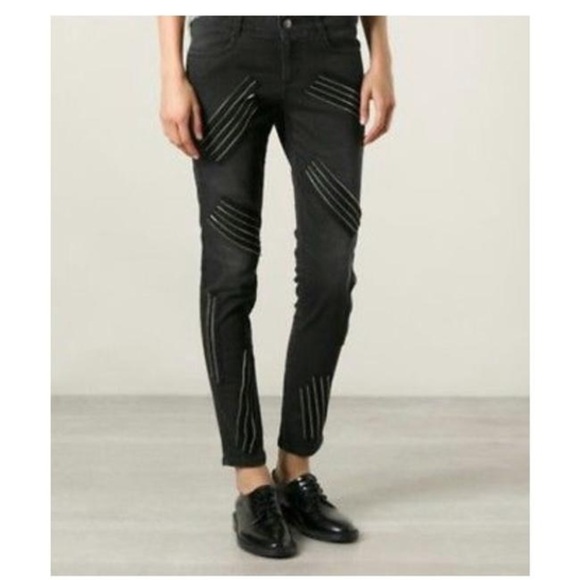 Stella McCartney Embellished Skinny Ankle Black Designer Denim Size 30 NWT - Picture 1 of 13